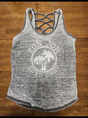 Ron Jon Gray Tank with Lattice Back